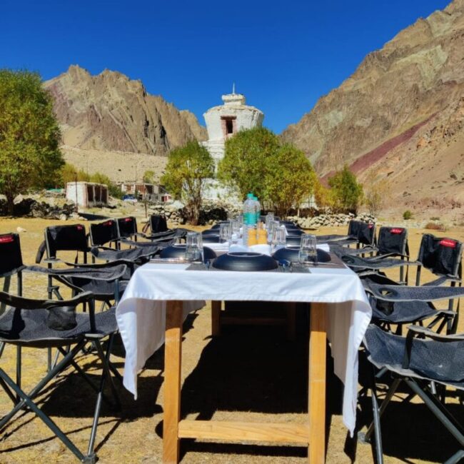 picnic table set at magestic place