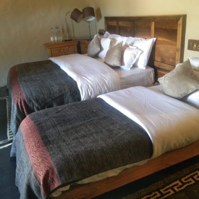 chalet bedroom with extra bedding